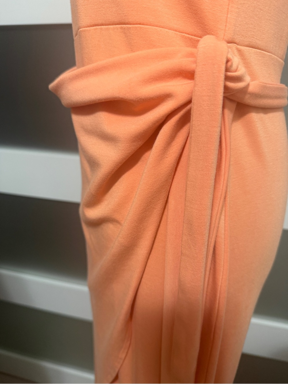 Aritzia Wilfred Saturn Sleeveless Wrap-Tie Midi Dress Peach - Picture 7 of 9
